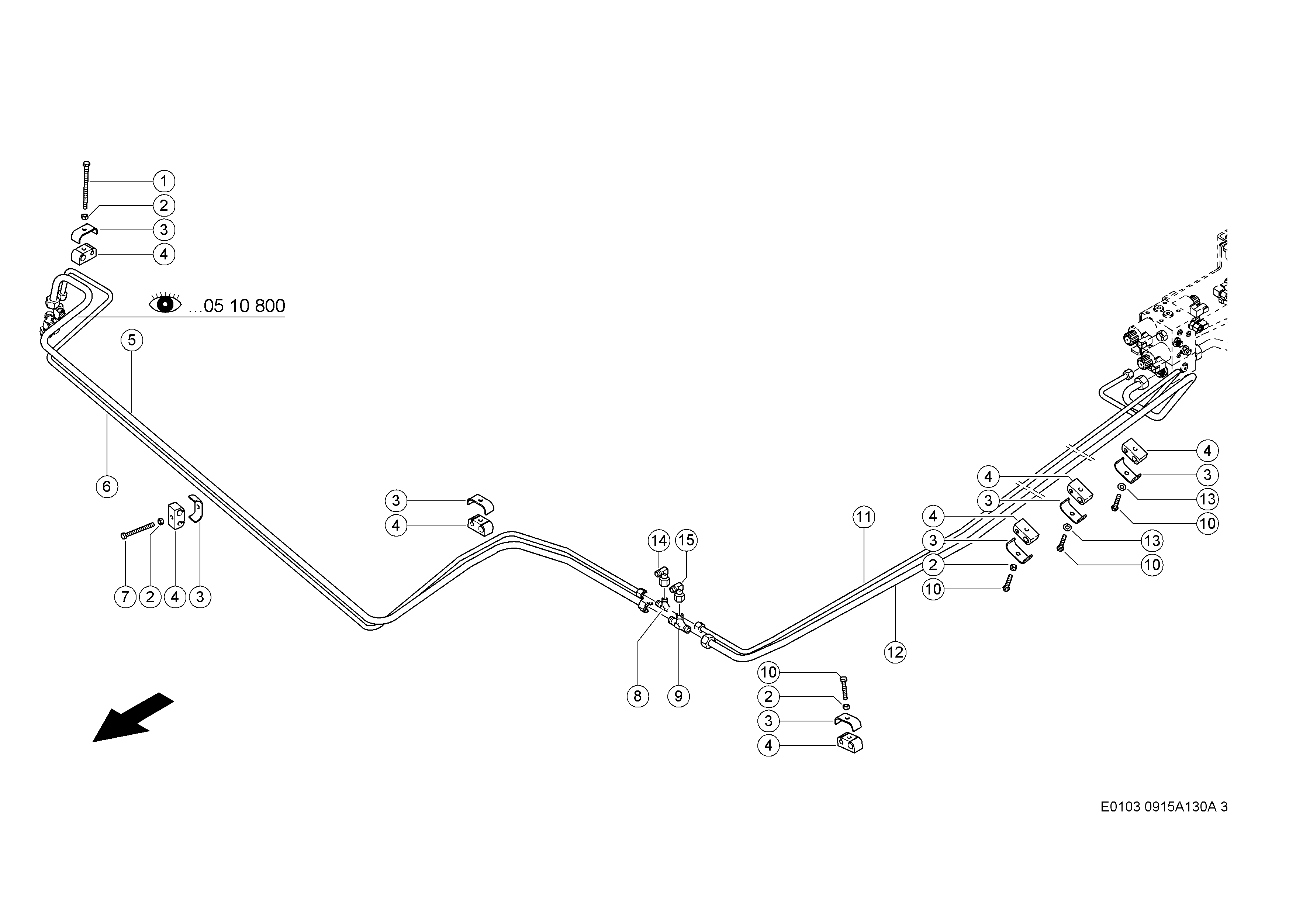 E0103 052 2a9259 130 WORKING HYDRAULICS LINE d3
