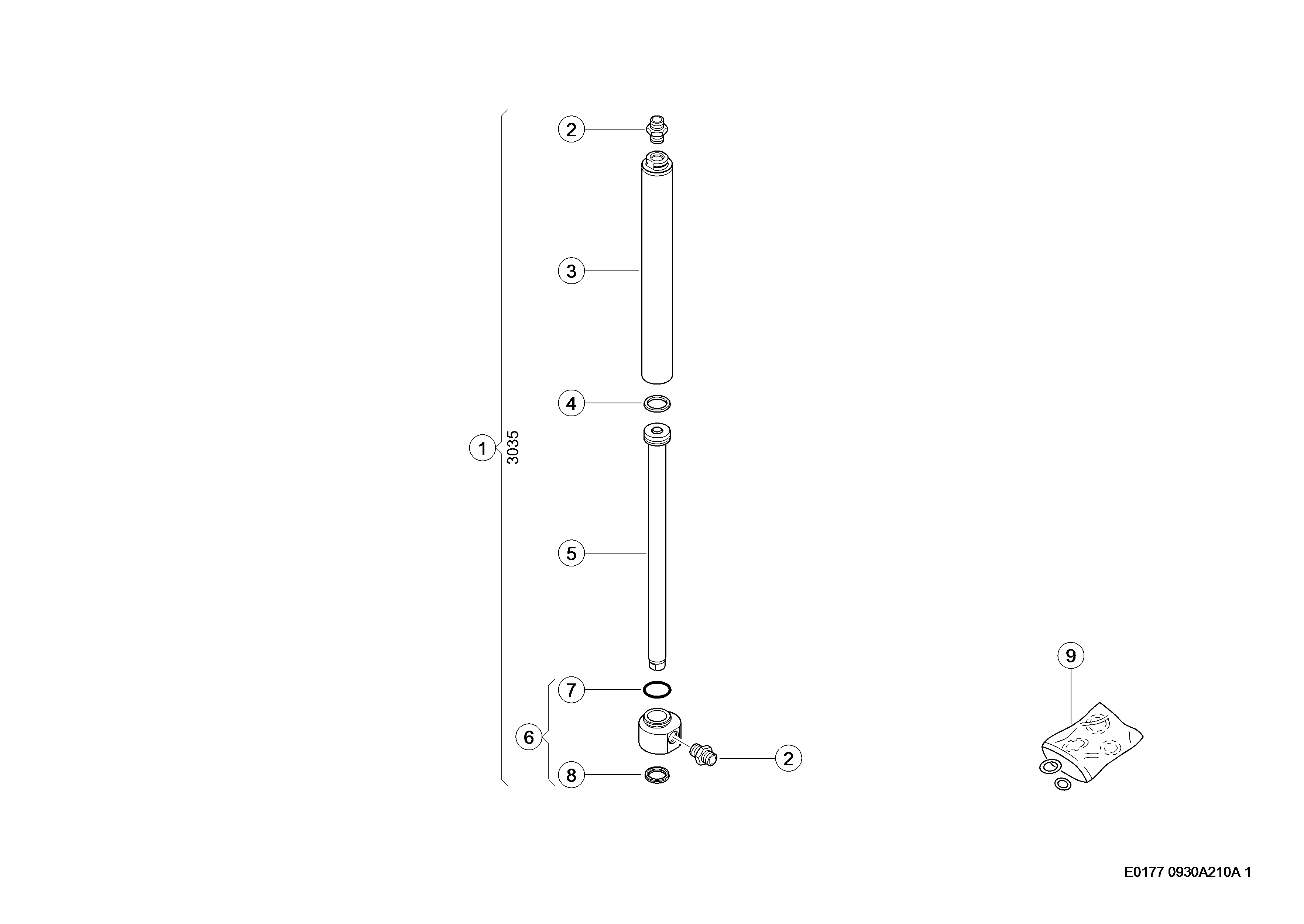 E0177 043 f24983 210 YIELD METER SAMPLE GATE CYLINDER d1