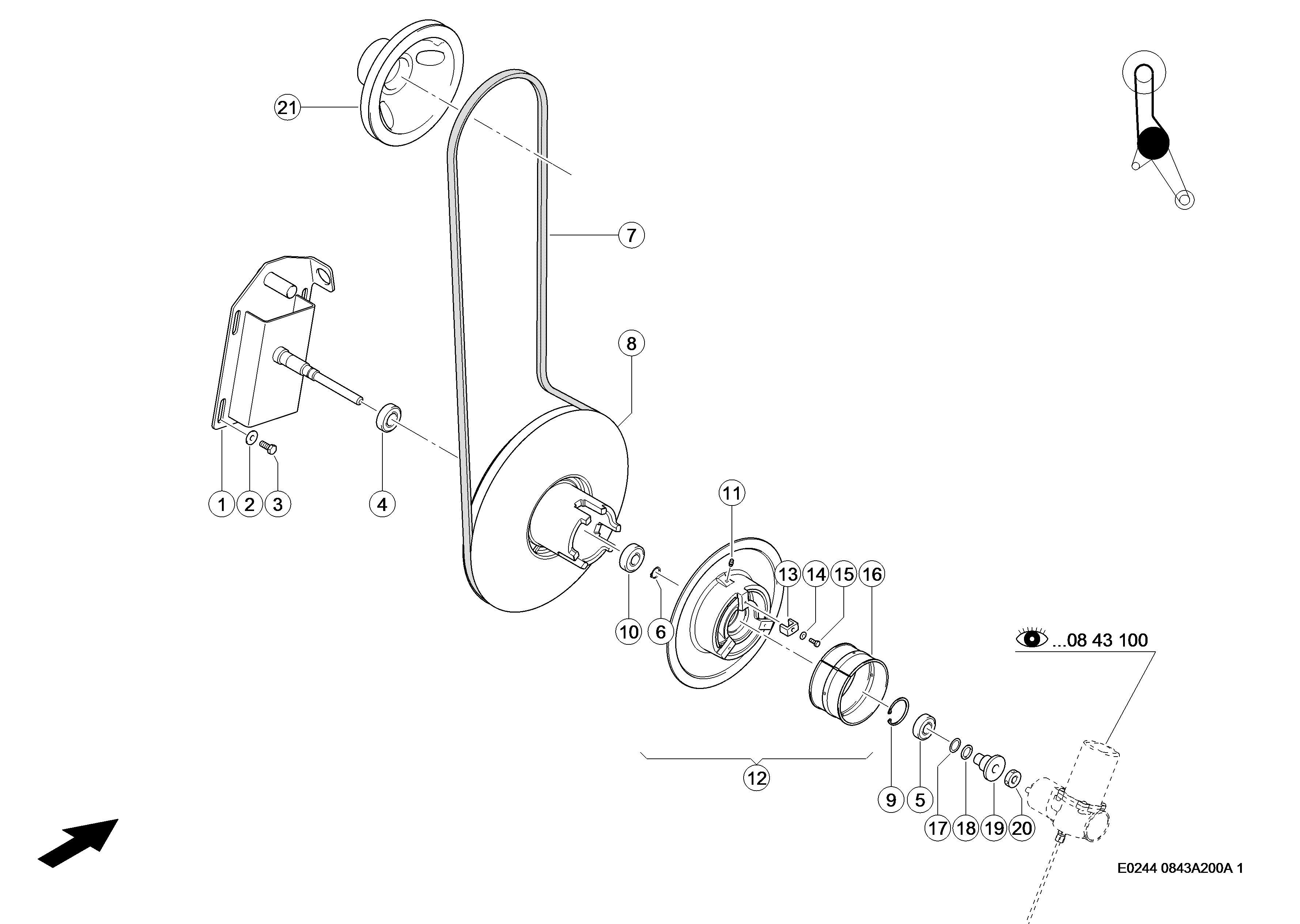 E0244 047 84b5ee 250 FAN TENSIONING DEVICE d1