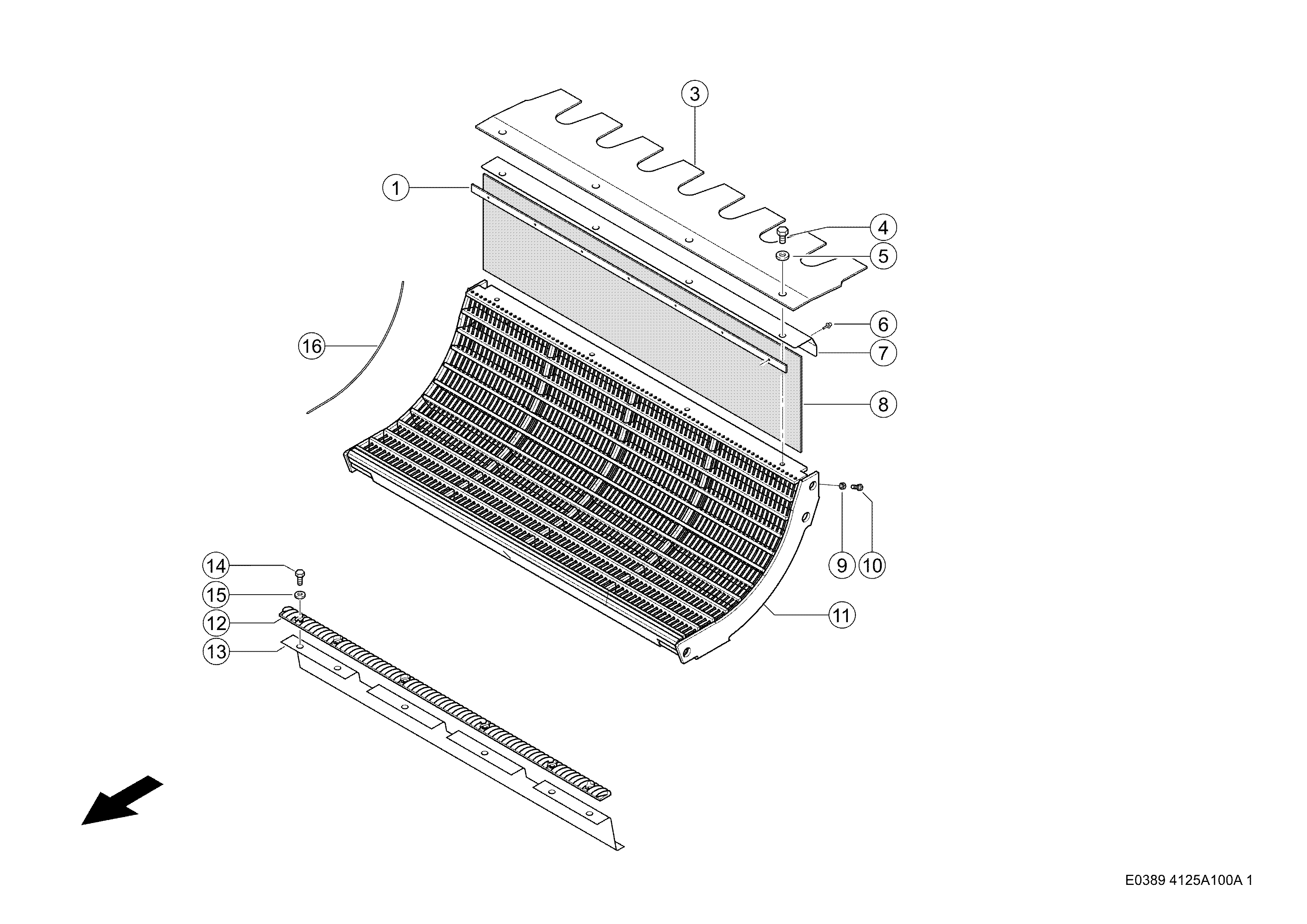 E0389 037 40b759 200 THRESHING CONCAVE ADJUSTMENT d1