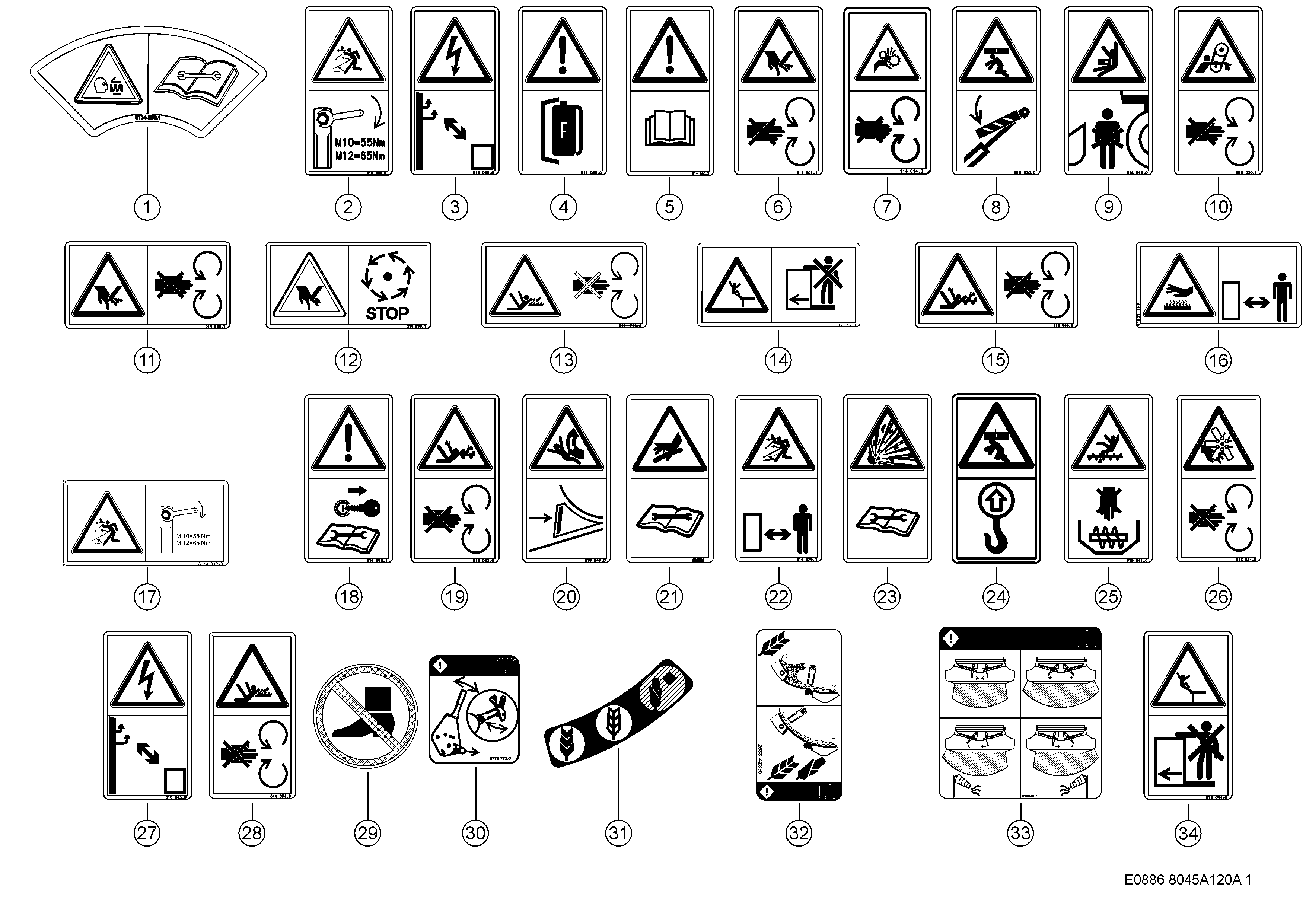 E0886 050 177ded 120 WARNING STICKER d1