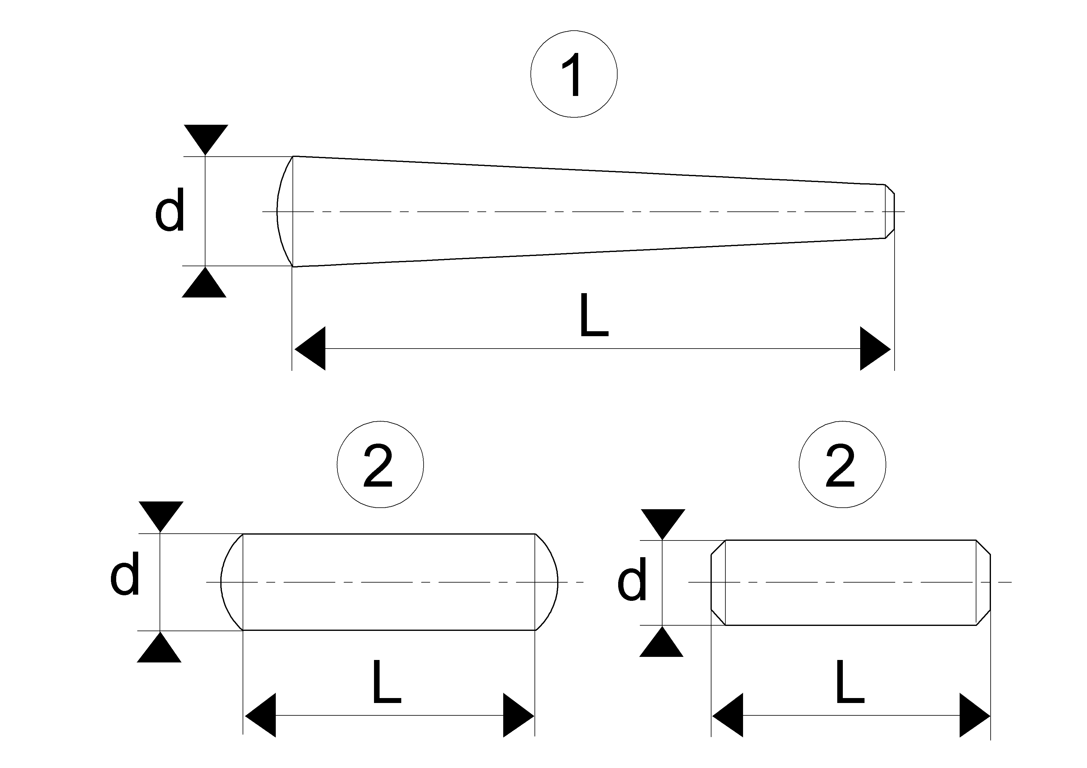 ZT500 042 b288a8 CYLINDRICAL OR CONICAL PIN d1